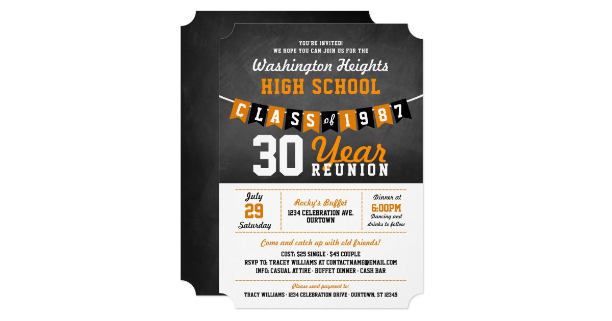 Chalkboard Banner High School Reunion Invitations Zazzle Com