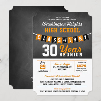 Chalkboard Banner High School Reunion Invitations