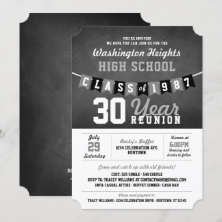 Chalkboard Banner High School Reunion Invitations