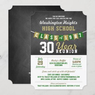 Chalkboard Banner High School Reunion Invitations
