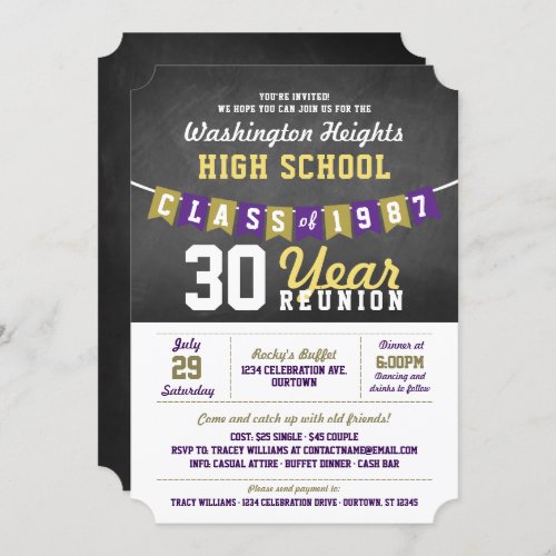 Chalkboard Banner High School Reunion Invitations