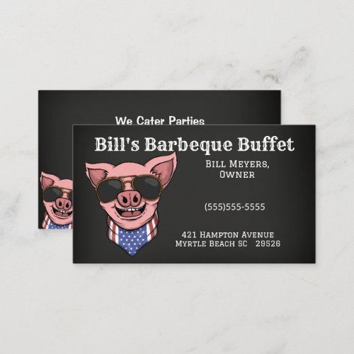 Chalkboard Barbecue Pig Illustration Business Card