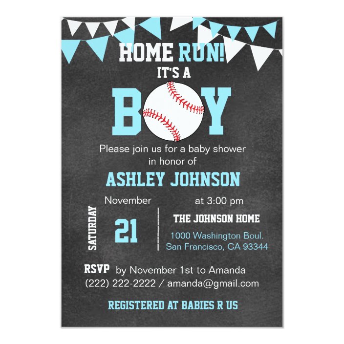 baseball themed baby shower invitations