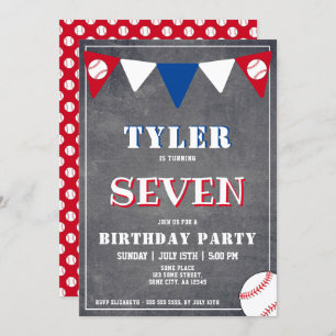 Chalkboard Baseball Birthday Invitation Birthday