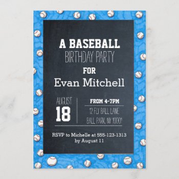 Chalkboard Baseball Party Invitation by VisionsandVerses at Zazzle