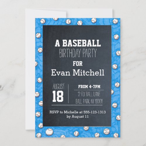 Chalkboard Baseball Party Invitation