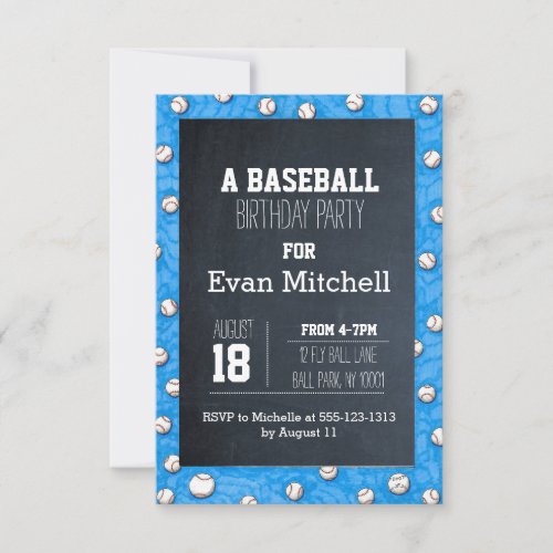 Chalkboard Baseball Party Invitation