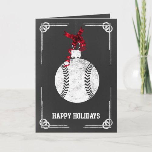 chalkboard baseball player Christmas Cards