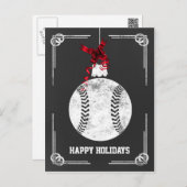 chalkboard baseball player Christmas Cards (Front/Back)