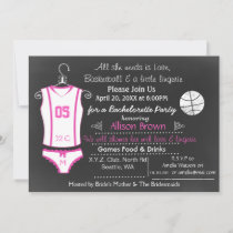Chalkboard Basketball Lingerie Shower Bachelorette Invitation