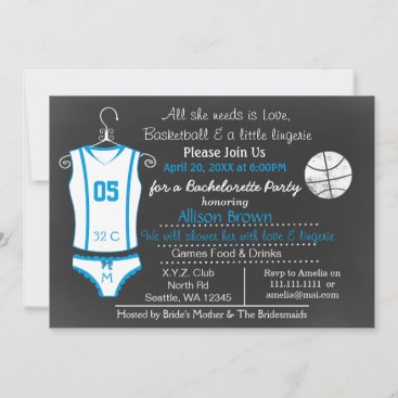 Chalkboard Basketball Lingerie Shower Invitations