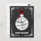 chalkboard basketball player Christmas Cards (Front/Back)