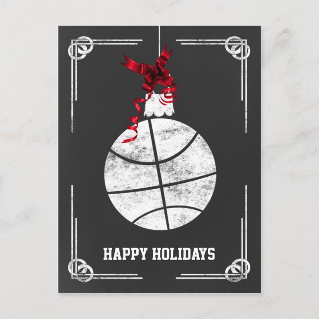 chalkboard basketball player Christmas Cards (Front)