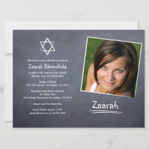Chalkboard Bat Mitzvah Invitation