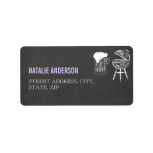 Chalkboard BBQ Baby Shower Address Label