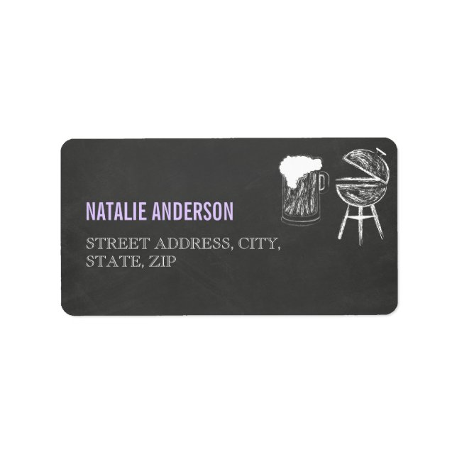 Chalkboard BBQ Baby Shower Address Label (Front)