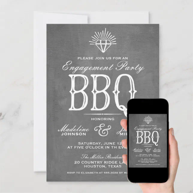 Chalkboard BBQ Engagement Party Invitation Zazzle