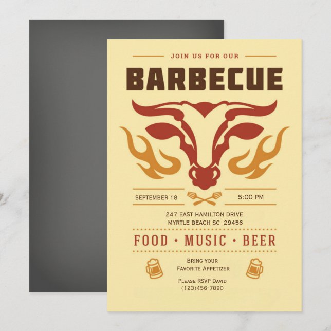 Chalkboard BBQ Grill  Cookout  Summer  Party Invitation (Front/Back)