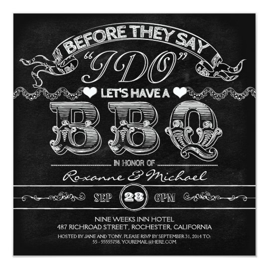 chalkboard BBQ stylish modern rehearsal dinner Card