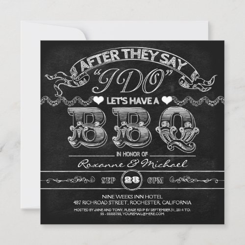 chalkboard BBQ stylish modern wedding invitation