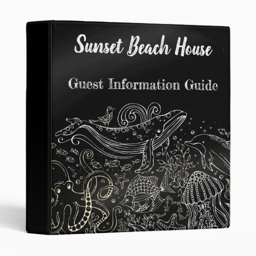 Chalkboard Beach House Rental Guide Instructions 3 Ring Binder