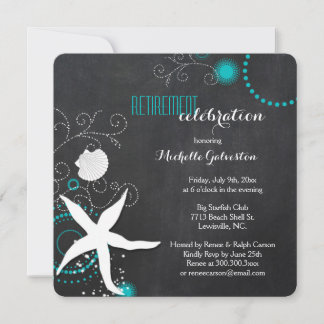 Chalkboard Beach Retirement Party Invitation