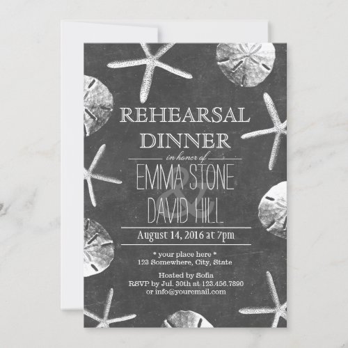 Chalkboard Beach Theme Wedding Rehearsal Dinner 5x7 Paper Invitation Card