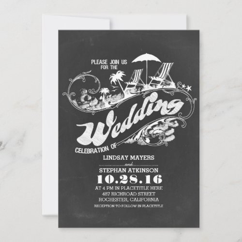 chalkboard beach wedding invitations