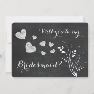 Chalkboard Beaded Floral Will You Be My Bridesmaid Invitation