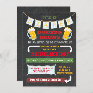 Chalkboard Beer and Diaper Party Invitations