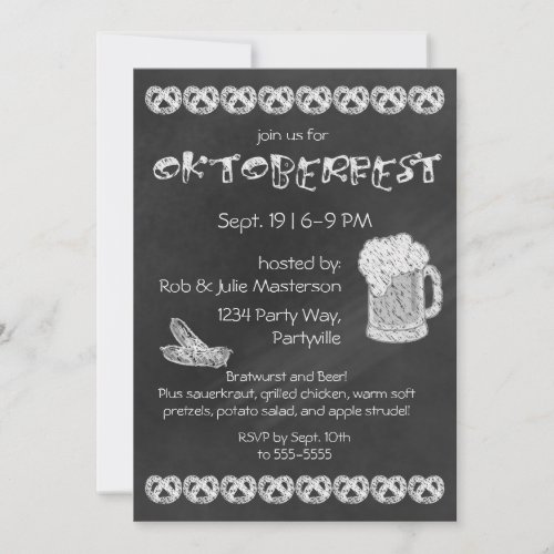 Chalkboard Beer and Sausage Oktoberfest Invitation