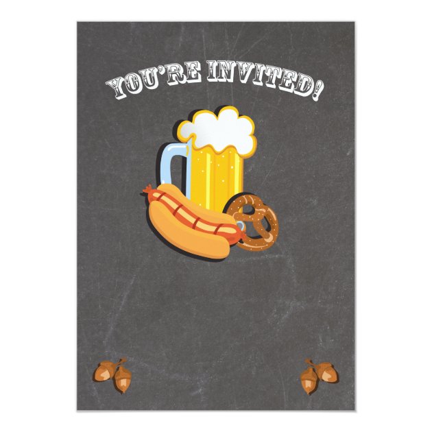 Chalkboard Beer, Brats Octoberfest Party Invites