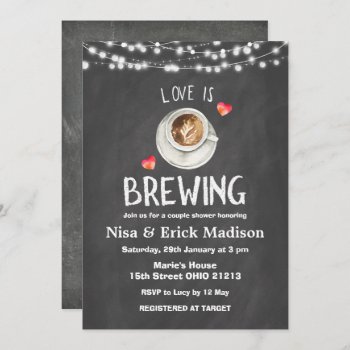 Chalkboard Beer Bridal Shower Love Is Brewing  Invitation by HappyPartyStudio at Zazzle