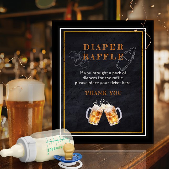 Chalkboard Beer Diaper Raffle Baby Shower Sign (Chalkboard Beer Diaper Raffle Baby Shower Sign)