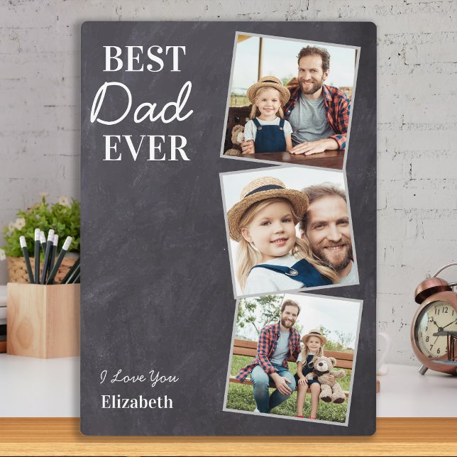 Chalkboard Best DAD Ever Custom 3 Photo Collage Plaque (Creator Uploaded)