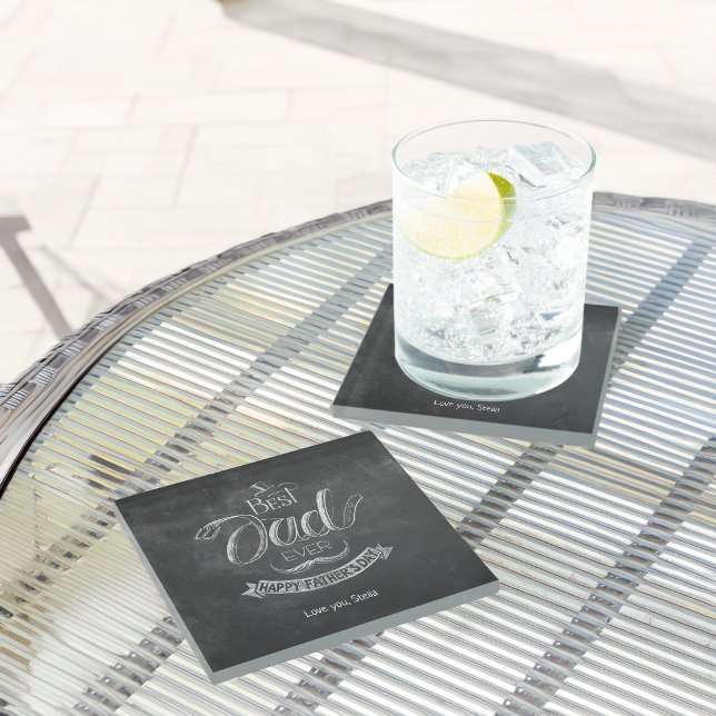 Chalkboard Best Dad Ever Father's Day Personalized Glass Coaster (Chalkboard Best Dad Ever Father's Day Personalized Glass Coaster)