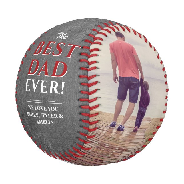Chalkboard Best Dad Ever Photo Collage Baseball (Angled)