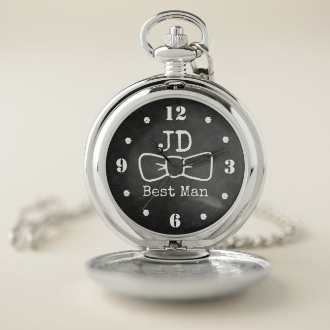 Chalkboard Best Man Monogrammed Pocket Watch