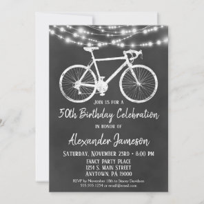 Chalkboard Bicycle Birthday Party Invitation Adult