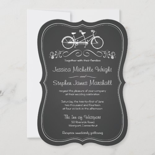 Chalkboard Bicycle for Two Wedding Invitations