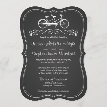 Chalkboard Bicycle For Two Wedding Invitations by weddingtrendy at Zazzle