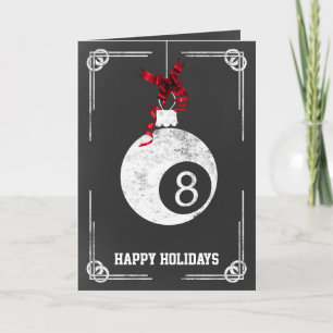 chalkboard billiard player Christmas Cards