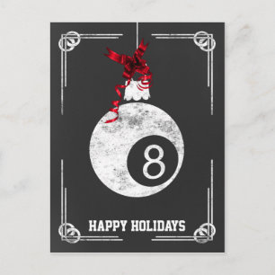 chalkboard billiard player Christmas Cards