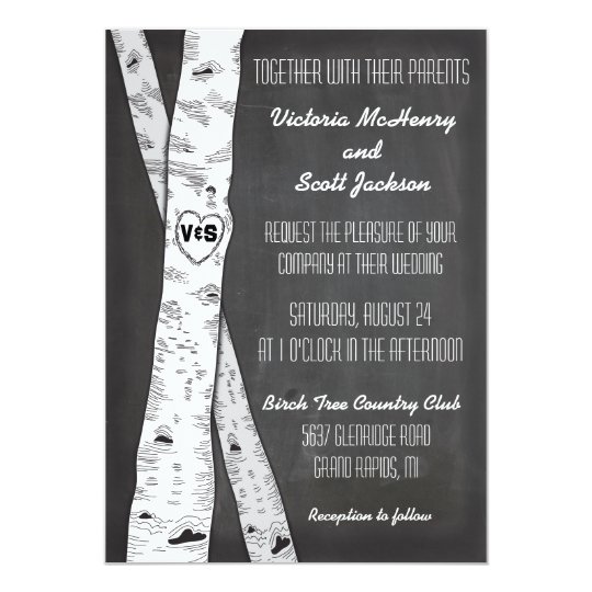 Chalkboard Birch Tree Wedding Invitations