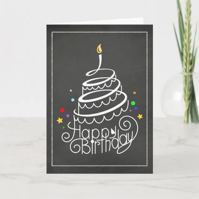 Chalkboard Birthday Cake Card Zazzle