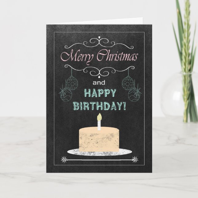 Chalkboard Birthday on Christmas Card (Front)
