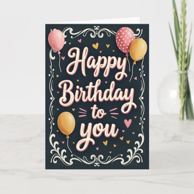 Chalkboard Birthday Script Card (Front)
