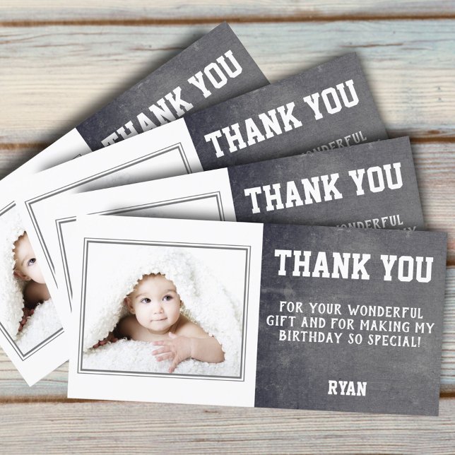 Chalkboard Birthday Thank you Photo Card Kids (Creator Uploaded)