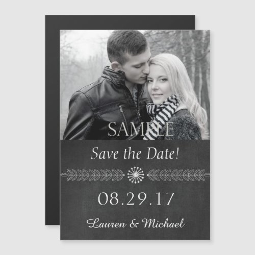 Chalkboard Black and White Save the Date Wedding Magnetic Invitation