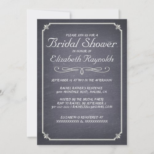 Chalkboard Black Bridal Shower Invitations
